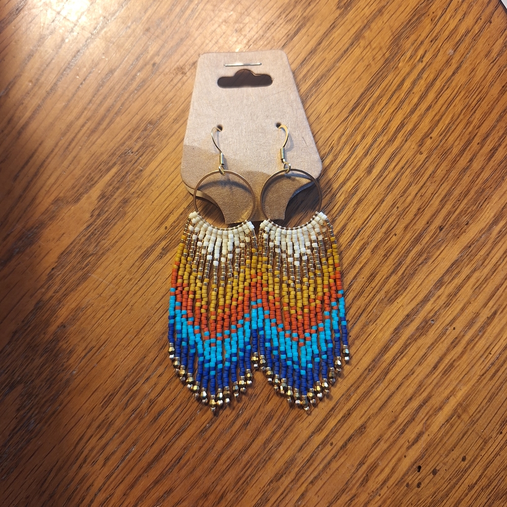 Colorful Beaded Fringe Earrings